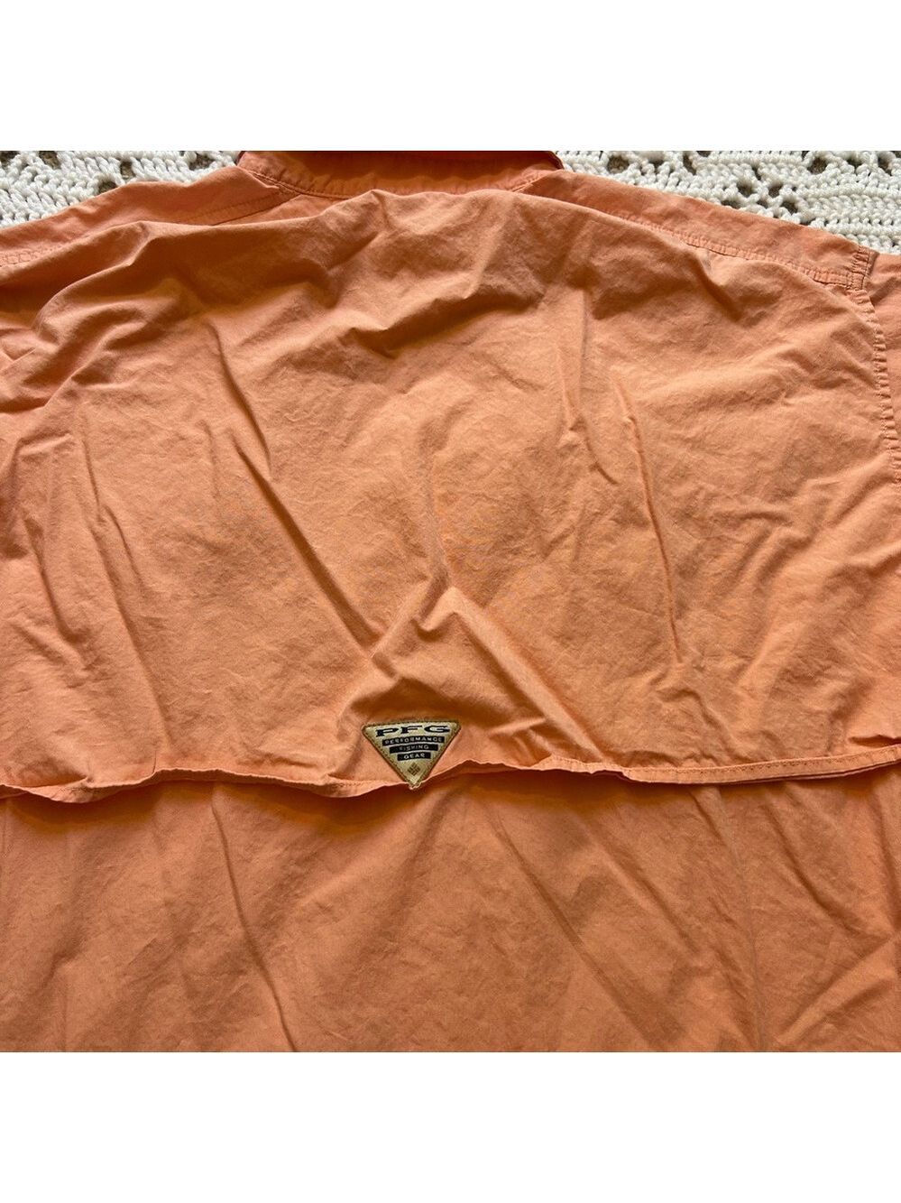 Columbia PFG Shirt Mens L Peach Button Up Short Sleeve Fishing Outdoor - Picture 5 of 10